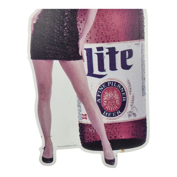 Vintage Miller Lite Metal Bar Sign With Model 24x10 - Picture 2 of 8